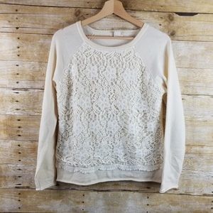 Sundance Catalog White Cream Wool Lace Sweater
